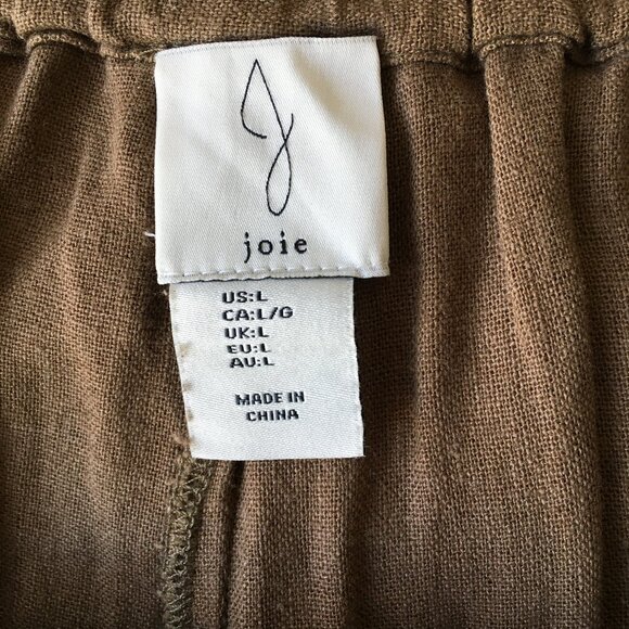 J by JOIE Brown Linen Blend Wide Leg Crop/Ankle Pant - Picture 2 of 12